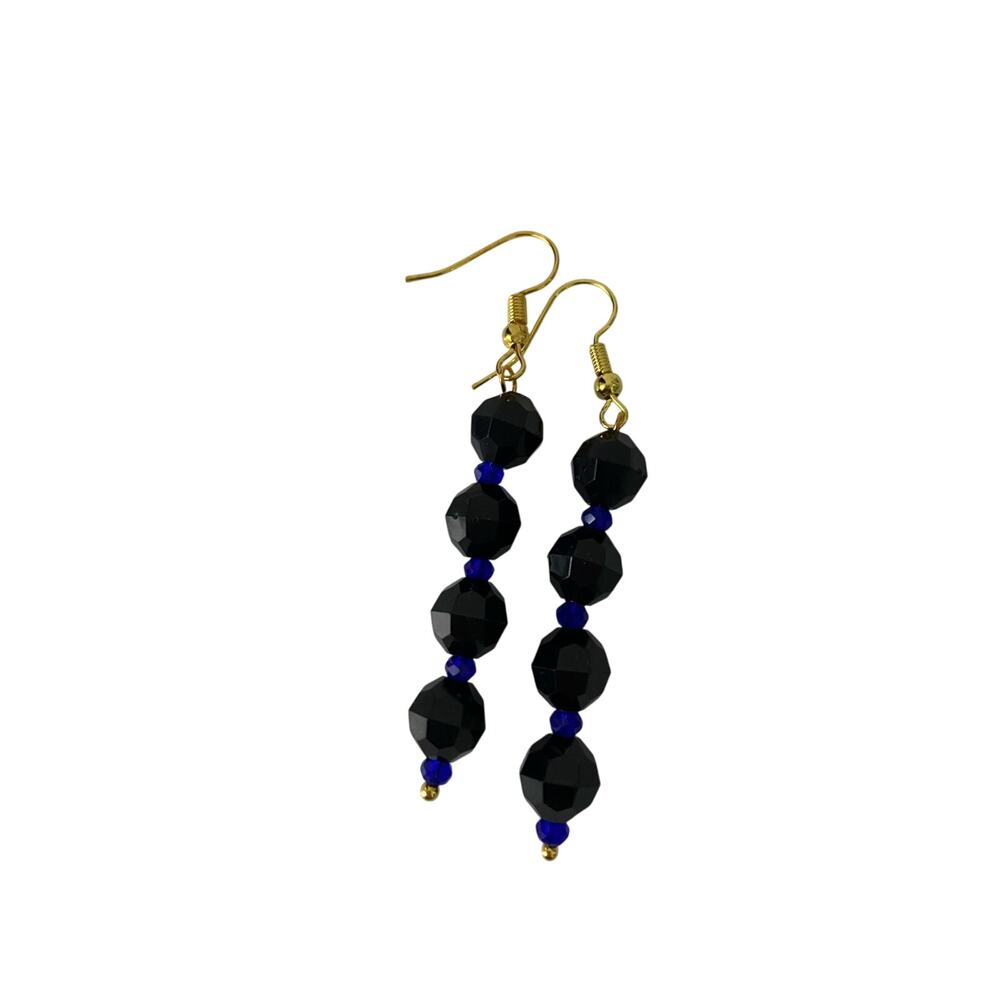 black and blue bead earrings
